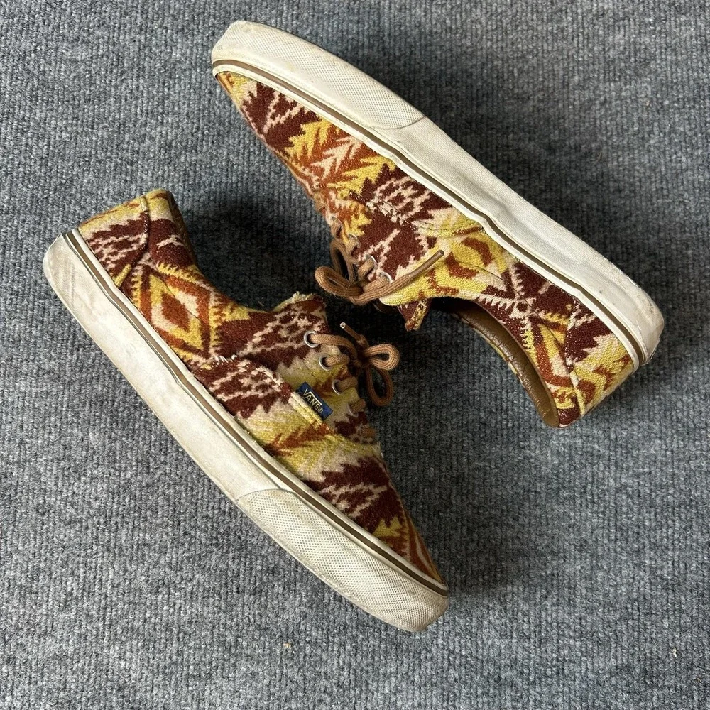 Vans Era Pendleton Shoes Mens Size 10.5 Brown Wool Geometric Pattern Sneakers